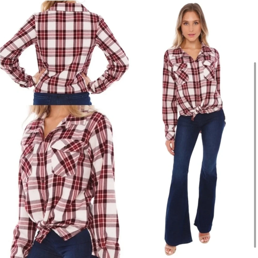 NWT Sanctuary Boyfriend For Life Renegade Plaid Button Down Long Sleeve Top - Picture 2 of 3